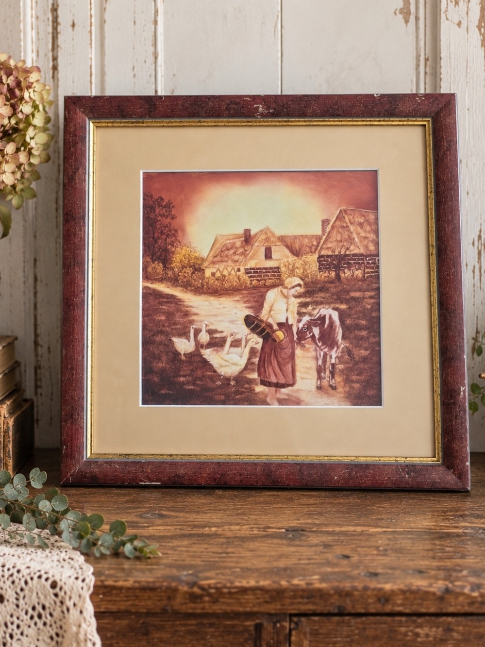 Vintage A Morning Greeting George Hillyard Swinstead Framed Art Print 12x12
